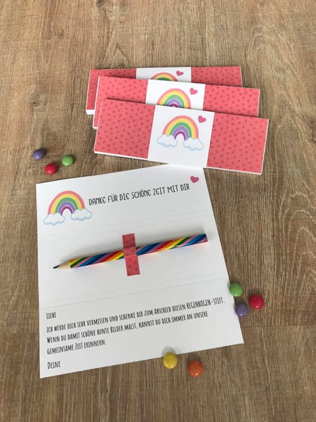 Druckvorlage Regenbogen-Stift Verpackung (Printables)